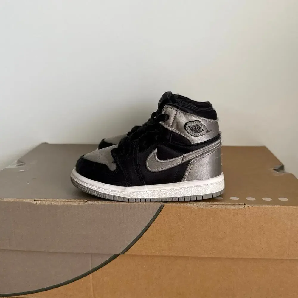 Nike Air Jordan 1 Satin Grey /Black Toddler Sneakers- SZ 6 C
